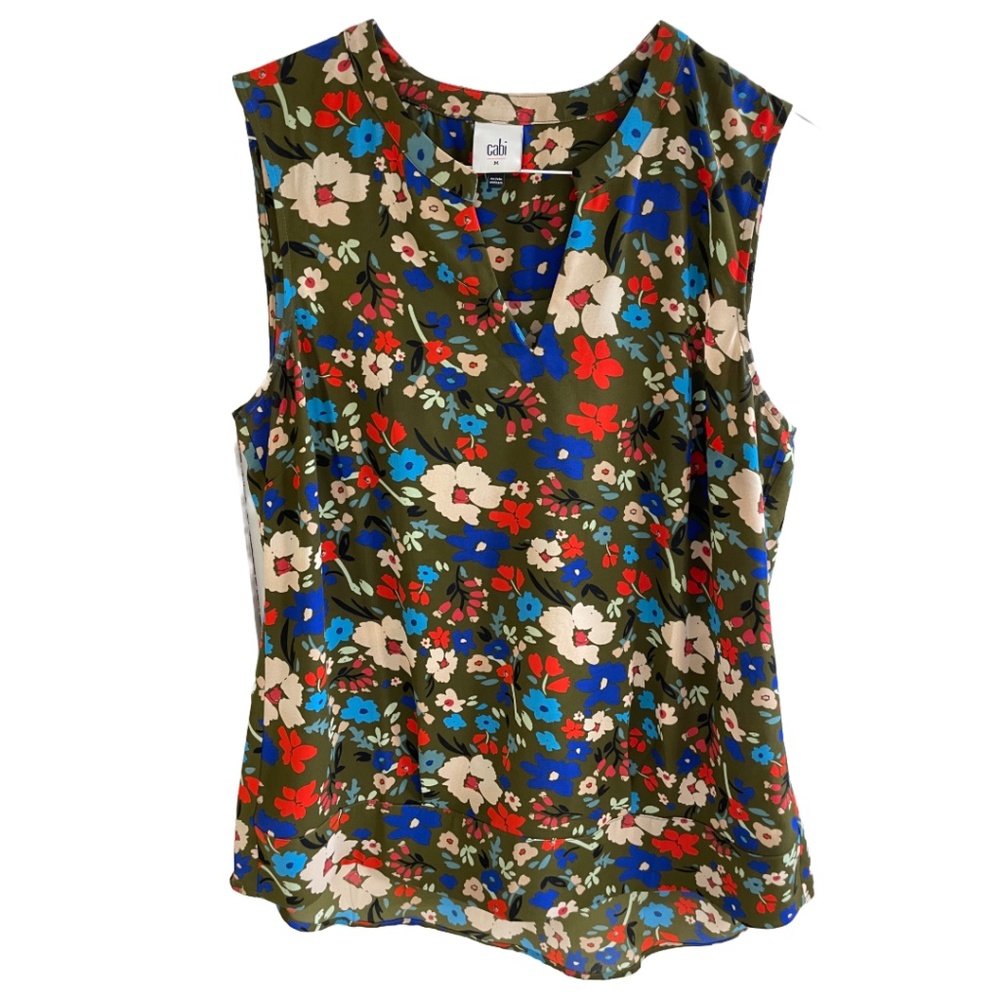 Cabi Wildflower Top – Sleeveless Floral Blouse, Size